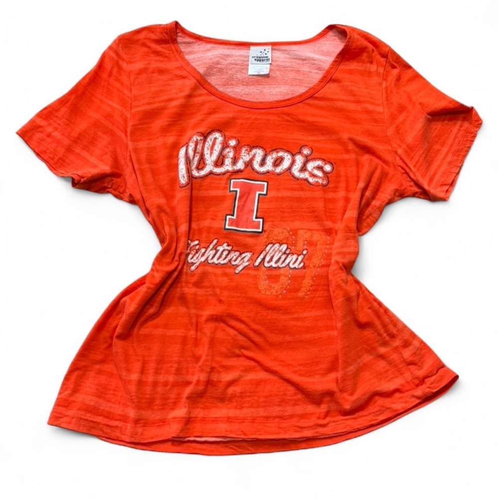 Creative Apparel‎ Orange Slub Knot Illinois Fighting Tee, Women's Size 2XL